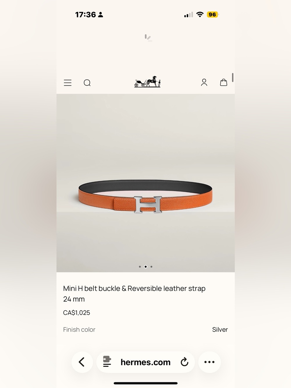 Final Price-No Offers! Hermes Reversible Orange & Black Mini H Belt Kit- Size 80